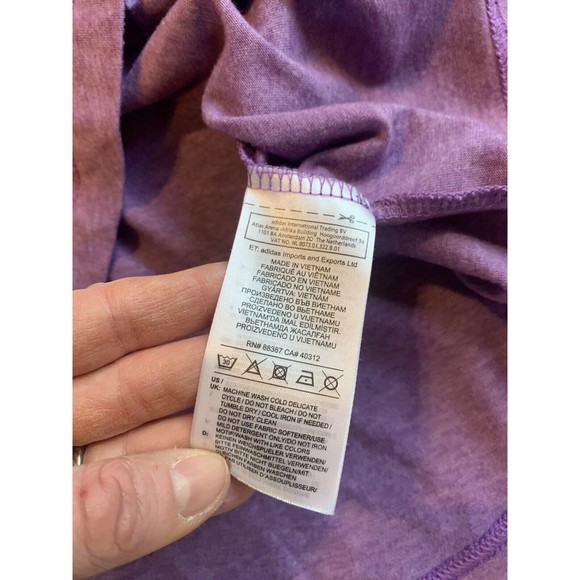 Adidas Womens Shirt Climalite Hooded 3 Stripes Long Sleeve Purple Size Medium - Picture 10 of 11